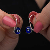 Silver Dangling Evil Eye Women's Earrings